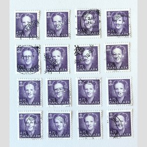 FRIM�RKER DANMARK | 1992 - AFA 1018 - Dronning Margrethe - 4,75 Kr. violet x 16 stk. - Stemplet