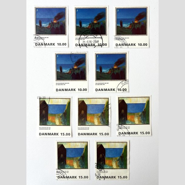 FRIM�RKER DANMARK | 1995 - AFA 1099+1100 - 10,00+15,00 Kr. x 5 s�t - P�nt Stemplet
