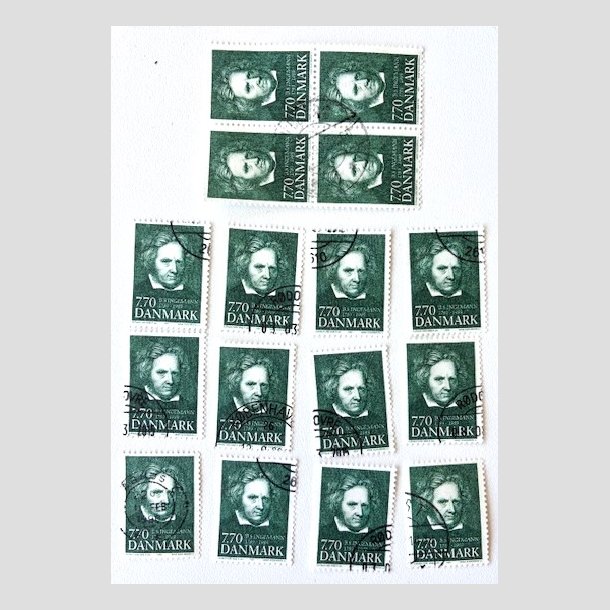 FRIM�RKER DANMARK | 1989 - AFA 945 - B. S. Ingemann - 7,70 Kr. x 16 stk. - P�nt Stemplet 