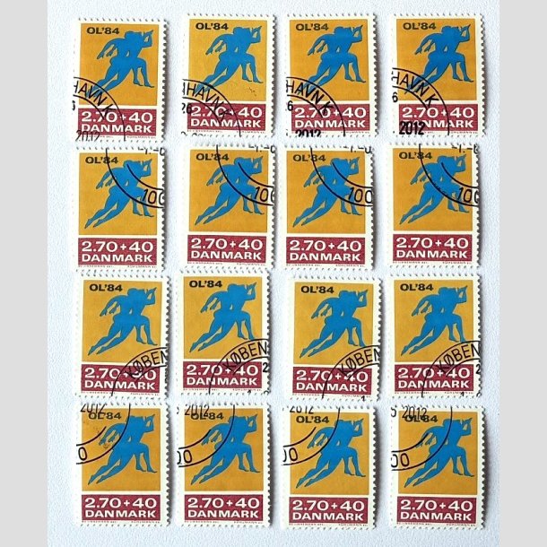 FRIM�RKER DANMARK | 1984 - AFA 798 - Olympiske Lege 1984 - 2,70 Kr. + 40 �re gul/r�d/bl� x 16 stk. - P�nt hj�rnestemplet