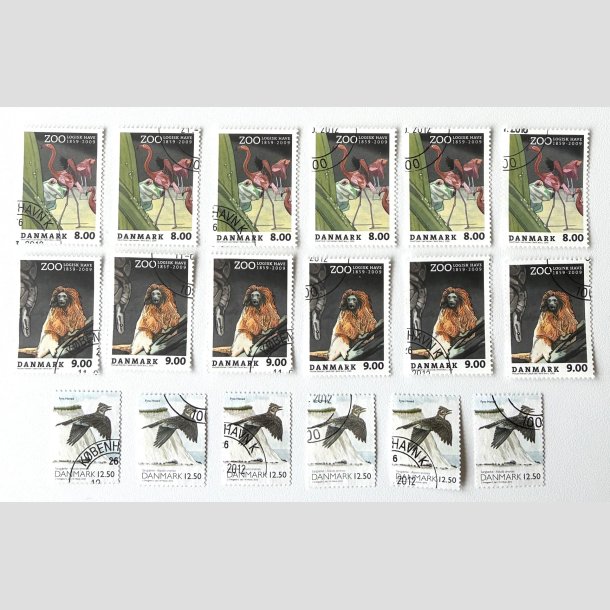 FRIM�RKER DANMARK | 2009-10 AFA 1580,1581,1602E - 3 stk. bedre v�rdier x 6 stk. - Flot Stemplet