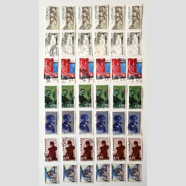 FRIM�RKER DANMARK | 1997-98 - AFA 1149-85 - 7 stk. bedre v�rdier fra perioden x 6 stk. - Stemplet