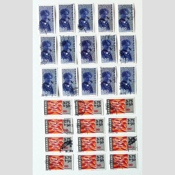 FRIM�RKER DANMARK | 1998 - AFA 1178+1186 - 15 stk. + 12 stk. - Stemplet