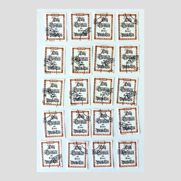 FRIM�RKER DANMARK | 1983 - AFA 781 - Danske Lov 300 �r. - 5,00 Kr. x 20 stk. - Flot hj�rnestemplet