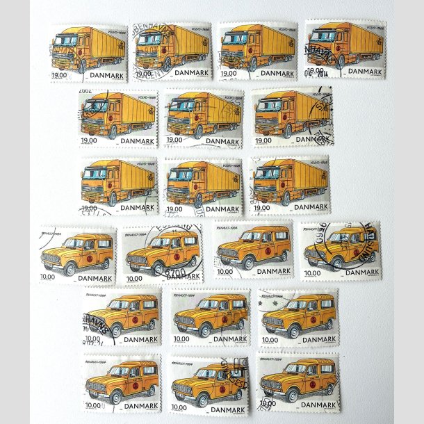 FRIM�RKER DANMARK | 2002 - AFA 1324+23 - Postk�ret�jer - 10 x 19,00 kr. + 10 x 10 kr. - Stemplet