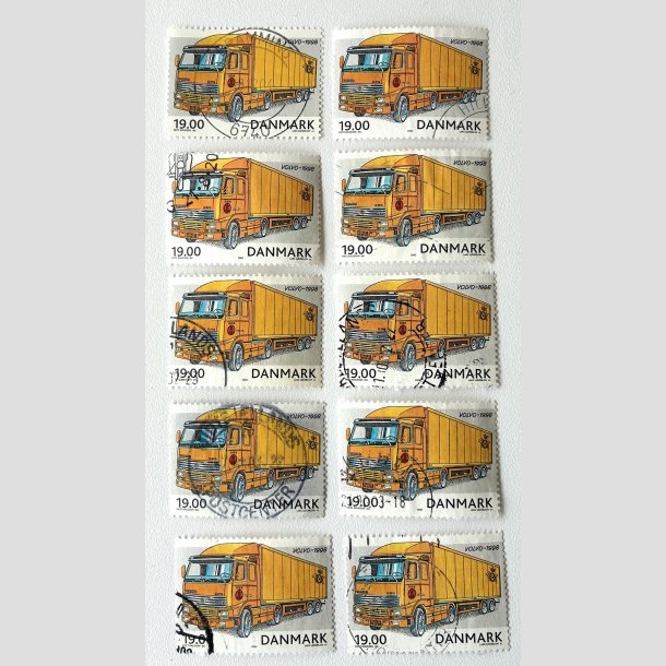 FRIM�RKER DANMARK | 2002 - AFA 1324 - Postk�ret�jer - 10 x 19,00 Kr. Volvo FH12 - Stemplet