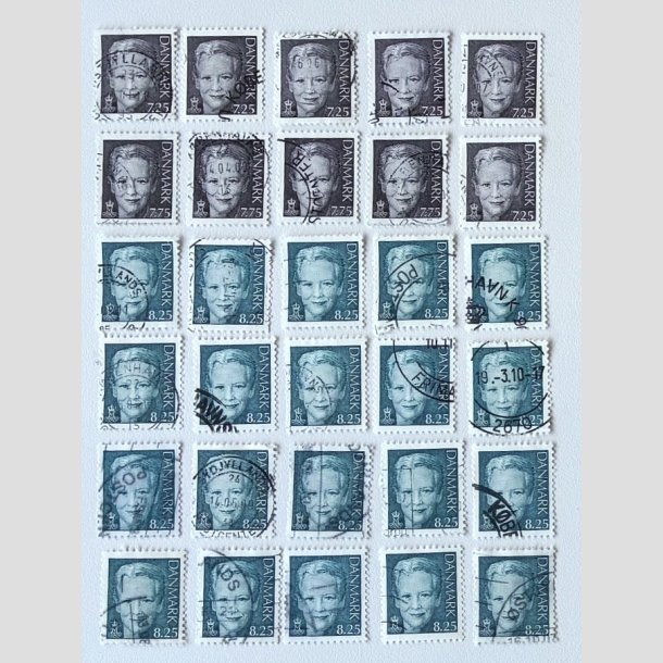 FRIM�RKER DANMARK | 2006-08 - AFA 1489+1524 - Dronning Margrethe II - 20 x 8,25 kr. + 10 x 7,75 kr. - Stemplet