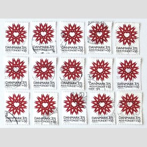 FRIM�RKER DANMARK | 1996 - AFA 1130 - AIDS-Fondet - 3,75 Kr. + 50 �re r�d/sort x 15 stk. - Stemplet