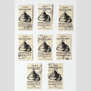 FRIM�RKER DANMARK | 1998 - AFA 1194 - Fossiler - 15,00 Kr. Slidsnegl x 8 stk. - Flot Stemplet
