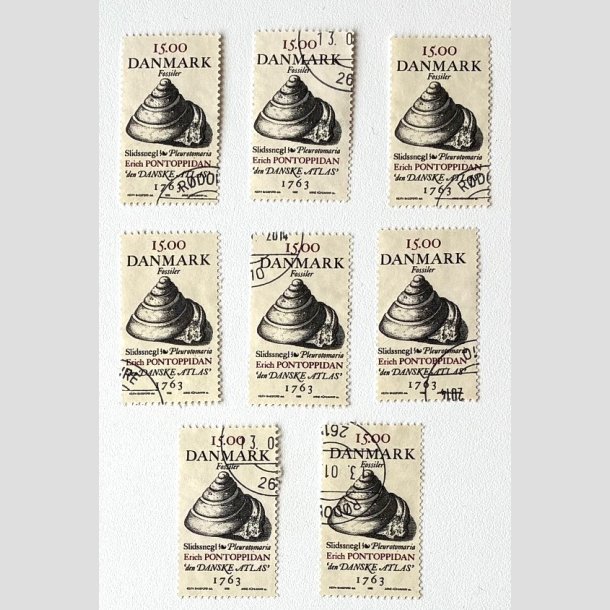FRIM�RKER DANMARK | 1998 - AFA 1194 - Fossiler - 15,00 Kr. Slidsnegl x 8 stk. - Flot Stemplet