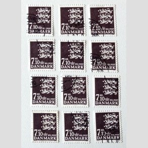 FRIM�RKER DANMARK | 1988 - AFA 901 - Rigsv�ben - 7,10 Kr. m�rklilla x 12 stk. - Flot hj�rnestemplet 