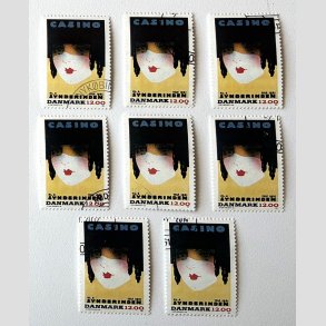 FRIM�RKER DANMARK | 1991 - AFA 1002 - Dansk Plakatkunst - 12,00 Kr. - 8 stk. - Flot Stemplet