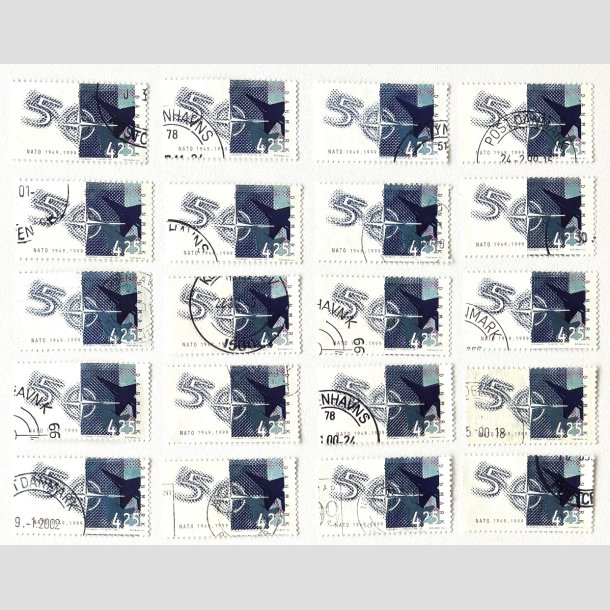 FRIM�RKER DANMARK | 1999 - AFA 1208 - NATO 50 �r. - 20 x 4,25 Kr. flerfarvet - Stemplet