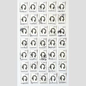 FRIM�RKER DANMARK | 1992 - AFA 1008 - Nationalmuseets samlinger - 4,50 Kr. bl�/gr�n x 35 stk. - stemplet