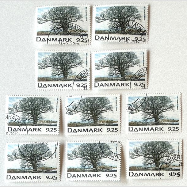 FRIM�RKER DANMARK | 1999 - AFA 1199 - Danske l�vtr�er - 9,25 Kr. Eg x 10 stk. - P�nt Stemplet 