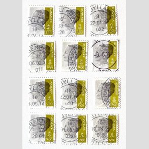 FRIM�RKER DANMARK | 2011 - AFA 1644E - Dronning Margrethe - 9,00 Kr. gr�/olivgr�n x 12 stk. - Stemplet
