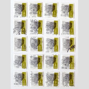 FRIM�RKER DANMARK | 2011 - AFA 1644E - Dronning Margrethe - 9,00 Kr. gr�/olivgr�n x 20 stk. - Stemplet