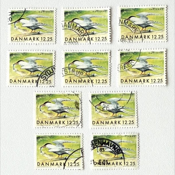 FRIM�RKER DANMARK | 1999 - AFA 1225 - Danske tr�kfugle - 10 x 12,25 Kr. Havterne - Stemplet 