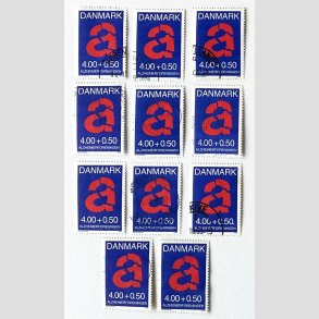 FRIM�RKER DANMARK | 1999 - AFA 1220 - Alzheimerforeningen - 11 x 4,00 Kr. + 0,50 �re r�d/bl� - Stemplet