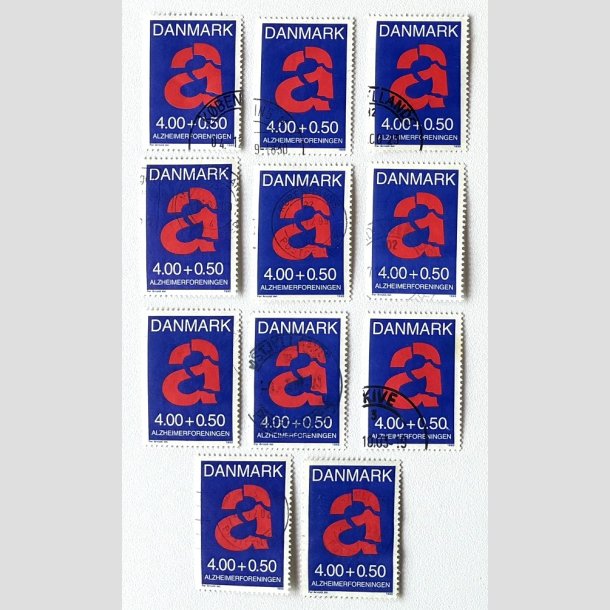 FRIM�RKER DANMARK | 1999 - AFA 1220 - Alzheimerforeningen - 11 x 4,00 Kr. + 0,50 �re r�d/bl� - Stemplet