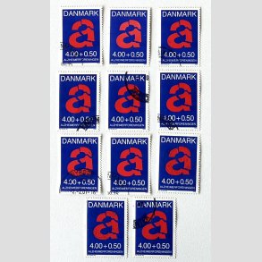 FRIM�RKER DANMARK | 1999 - AFA 1220 - Alzheimerforeningen - 11 x 4,00 Kr. + 0,50 �re r�d/bl� - Stemplet