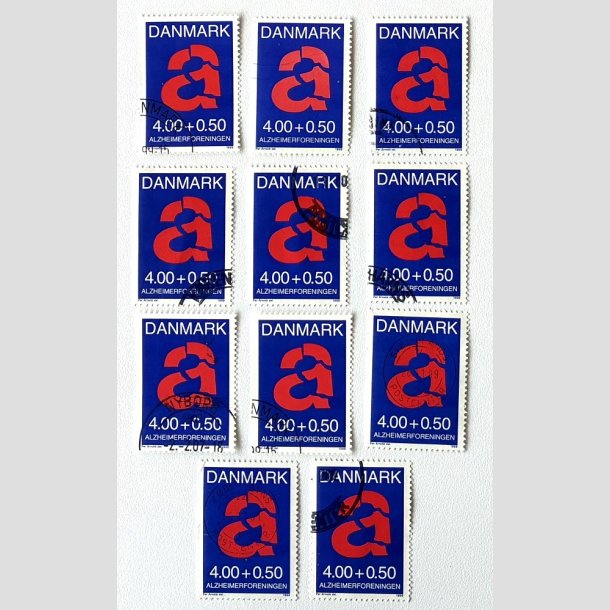FRIM�RKER DANMARK | 1999 - AFA 1220 - Alzheimerforeningen - 11 x 4,00 Kr. + 0,50 �re r�d/bl� - Stemplet
