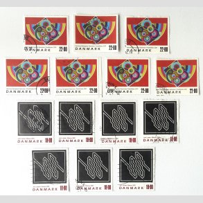 FRIM�RKER DANMARK | 2001 - AFA 1293+92 - Frim�rkekunst 4. - 22,00 + 18,00 kr. x 7 s�t - Stemplet