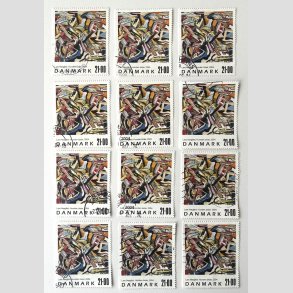 FRIM�RKER DANMARK | 2004 - AFA 1399 - Frim�rkekunst - 21,00 Kr. flerfarvet x 12 stk. - Stemplet 