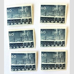 FRIM�RKER DANMARK | 1962 - AFA 409F - Selandia - 60 �re m�rkbl� x 6 stk. - Postfrisk