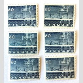 FRIM�RKER DANMARK | 1962 - AFA 409F - Selandia - 60 �re m�rkbl� x 6 stk. - Postfrisk