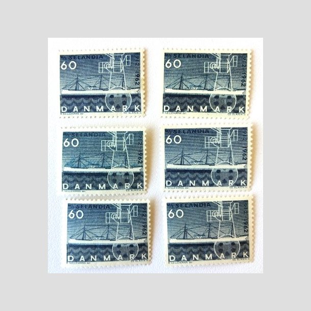 FRIM�RKER DANMARK | 1962 - AFA 409F - Selandia - 60 �re m�rkbl� x 6 stk. - Postfrisk