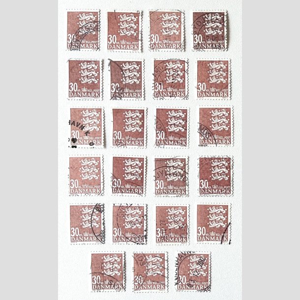 FRIM�RKER DANMARK | 2010 - AFA 1612E - Lille Rigsv�ben - 23 x 30,00 Kr. brunr�d - Stemplet