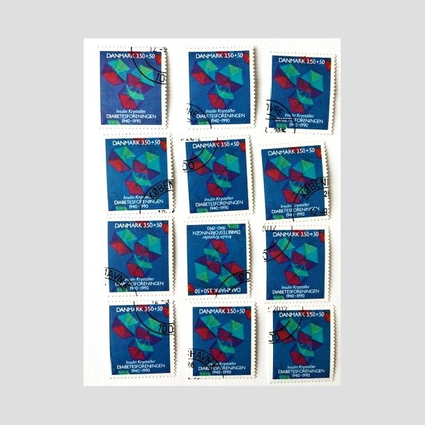FRIM�RKER DANMARK | 1990 - AFA 977 - Diabetesforeningen - 3,50 Kr. + 50 �re x 12 stk. - Flot Stemplet 