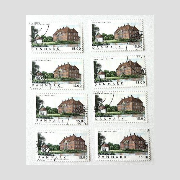 FRIM�RKER DANMARK | 2004 - AFA 1382 - Danske Boliger III. - 15,00 Kr. x 8 stk. - Flot Stemplet