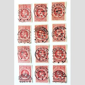 FRIM�RKER DANMARK | 1945 - AFA 291 - Chr. X 75 �r 20 �re r�d x 12 stk. - Lux/Pragt Stemplet 