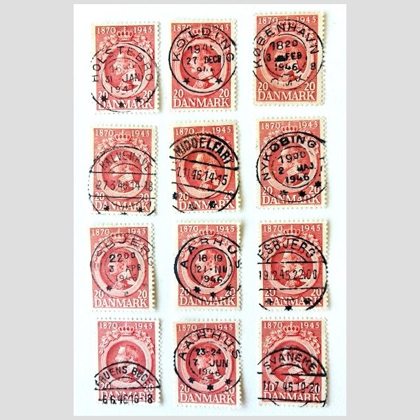 FRIM�RKER DANMARK | 1945 - AFA 291 - Chr. X 75 �r 20 �re r�d x 12 stk. - Lux/Pragt Stemplet 