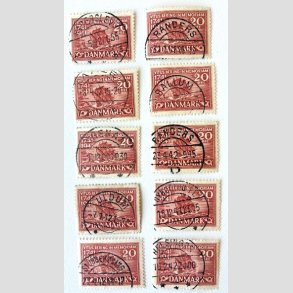 FRIM�RKER DANMARK | 1941 - AFA 271 - Vitus Bering 20 �re r�d x 10 stk. - Lux/Pragt Stemplet 