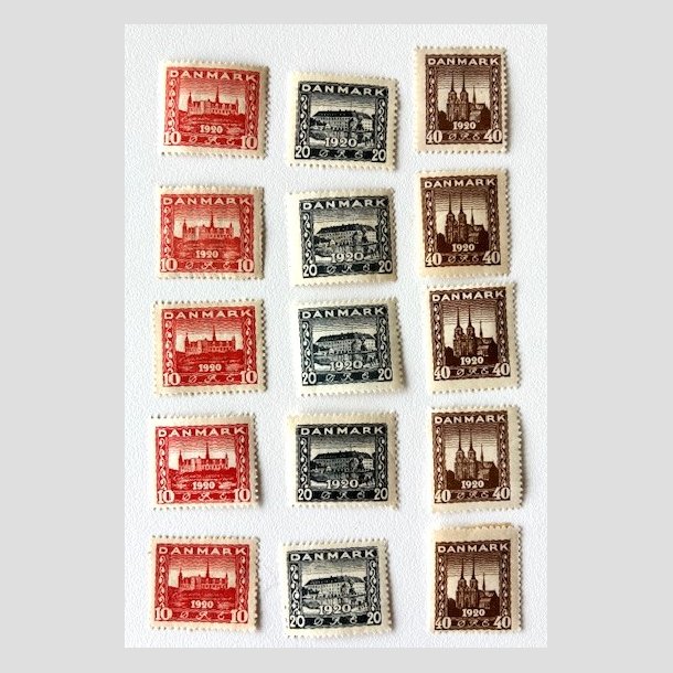 FRIM�RKER DANMARK | 1920-21 - AFA 112-114 - Genforening  s�t x 5 - Ubrugt