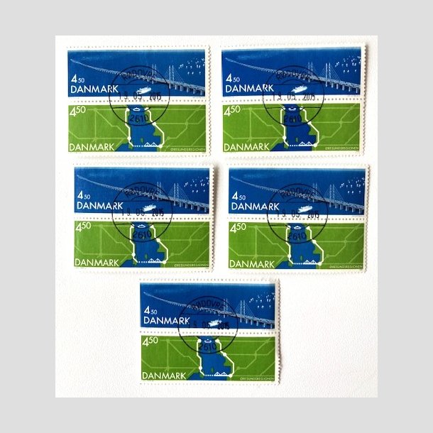 FRIM�RKER DANMARK | 2000 - AFA 1254-55 - �resundsforbindelsen - 5 x lodret par - Lux Stemplet