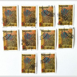 FRIM�RKER DANMARK | 1991 - AFA 991 - Jyske Lov 750 �r. - 8,25 Kr. x 10 stk. - Flot Stemplet