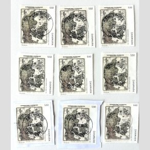 FRIM�RKER DANMARK | 2009 - AFA 1585 - Danmarkskort - 5,50 Kr. x 9 stk. - Lux Stemplet