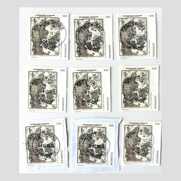 FRIM�RKER DANMARK | 2009 - AFA 1585 - Danmarkskort - 5,50 Kr. x 9 stk. - Lux Stemplet