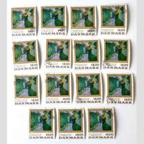 FRIM�RKER DANMARK | 1991 - AFA 1006 - Edvard Weie - 14,00 Kr. x 15 stk. - Flot hj�rnestemplet