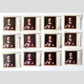 FRIM�RKER DANMARK | 1989 - AFA 950 - 10,00 Kr. x 12 stk. - Flot hj�rnestemplet