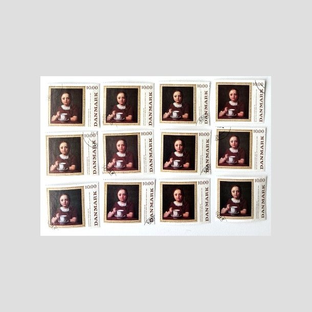 FRIM�RKER DANMARK | 1989 - AFA 950 - 10,00 Kr. x 12 stk. - Flot hj�rnestemplet