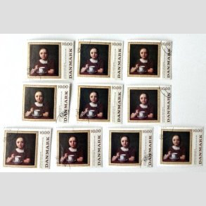FRIM�RKER DANMARK | 1989 - AFA 950 - 10,00 Kr. x 10 stk. - Flot hj�rnestemplet