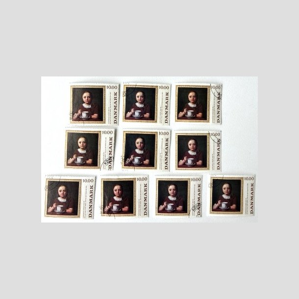 FRIM�RKER DANMARK | 1989 - AFA 950 - 10,00 Kr. x 10 stk. - Flot hj�rnestemplet