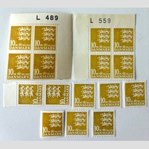 FRIM�RKER DANMARK | 1976 - AFA 622 - Rigsv�ben 10 Kr. gul x 16 stk. (incl. 2 x marginal) - Postfrisk