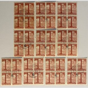 FRIMRKER DANMARK | 1953 - AFA 345 - ENGROS - 10 x 4-blokke - Center Stemplet