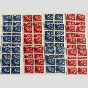 FRIM�RKER DANMARK | 1956 - AFA 367 + AFA 368 ENGROS - 10 x 4-blokke - Center Stemplet